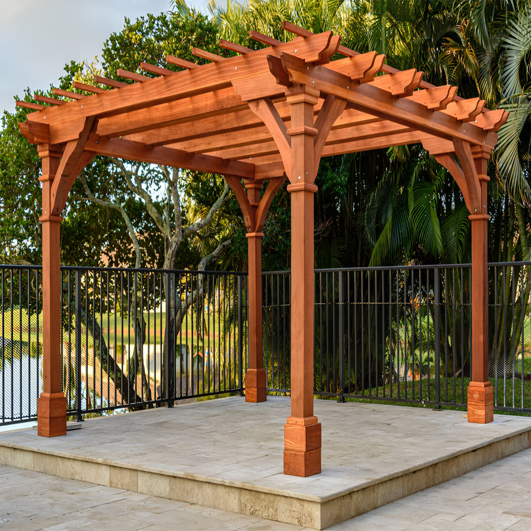 Outdoor Pacific Redwood Double Beam Premium Pergola