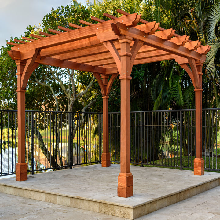Outdoor Pacific Redwood Double Beam Premium Pergola