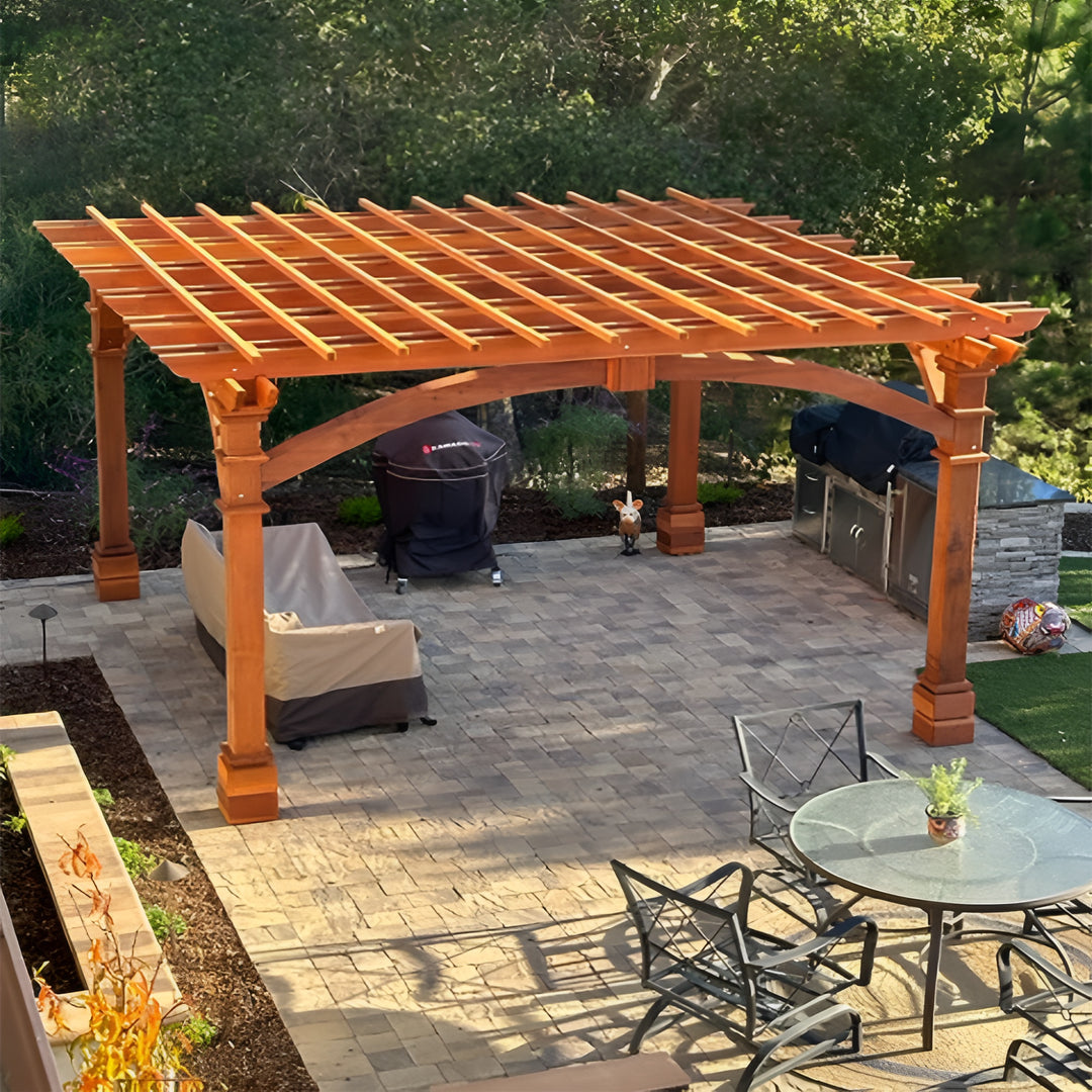 Outdoor Pacific Redwood Double Beam Premium Pergola