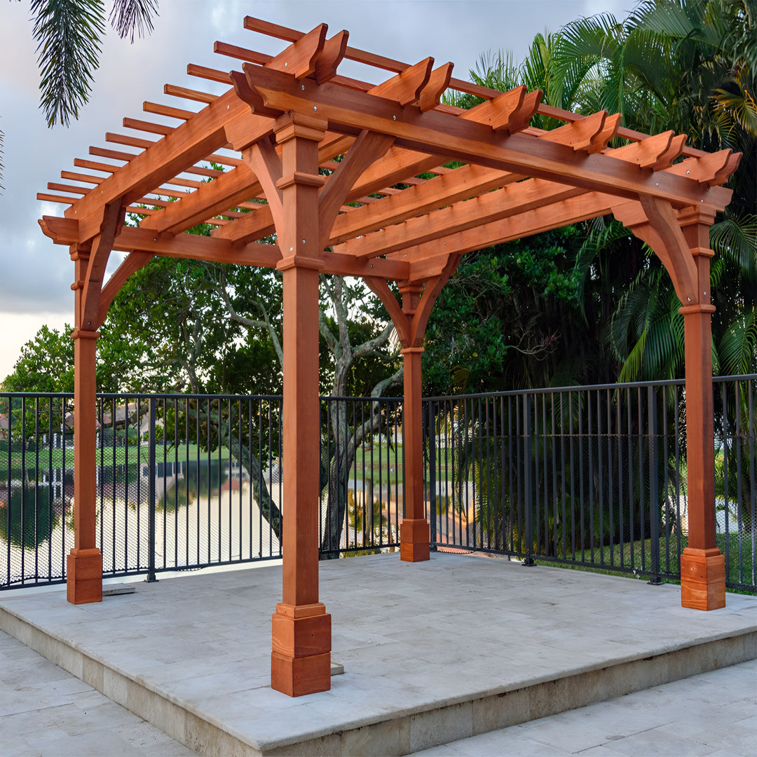 Outdoor Pacific Redwood Double Beam Premium Pergola