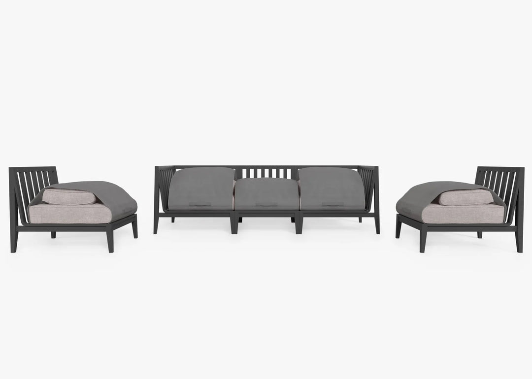 Outer Charcoal Aluminum Outdoor Sofa with Armless Chairs - 5 Seat