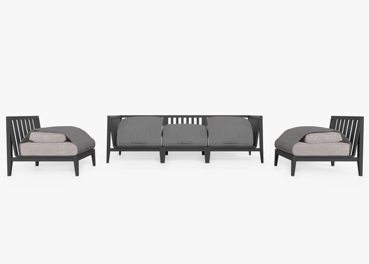 Outer Charcoal Aluminum Outdoor Sofa with Armless Chairs - 5 Seat