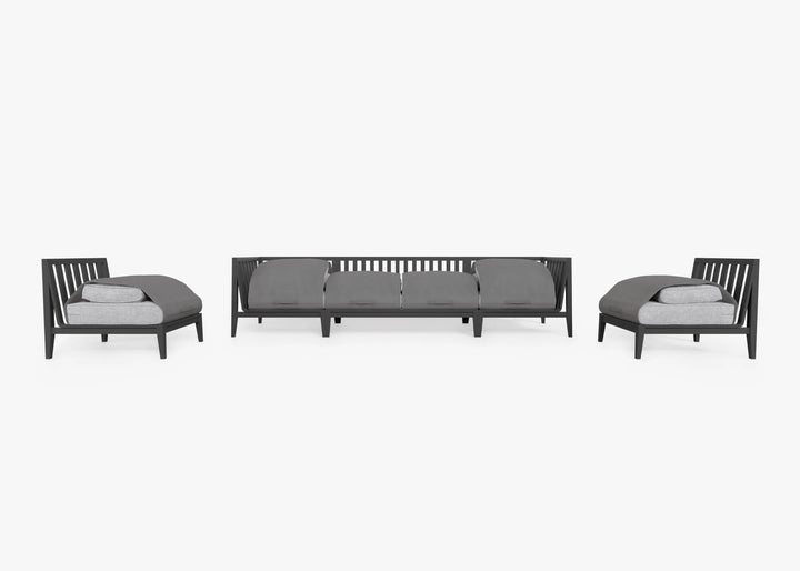 Outer Charcoal Aluminum Outdoor Sofa with Armless Chairs - 6 Seat