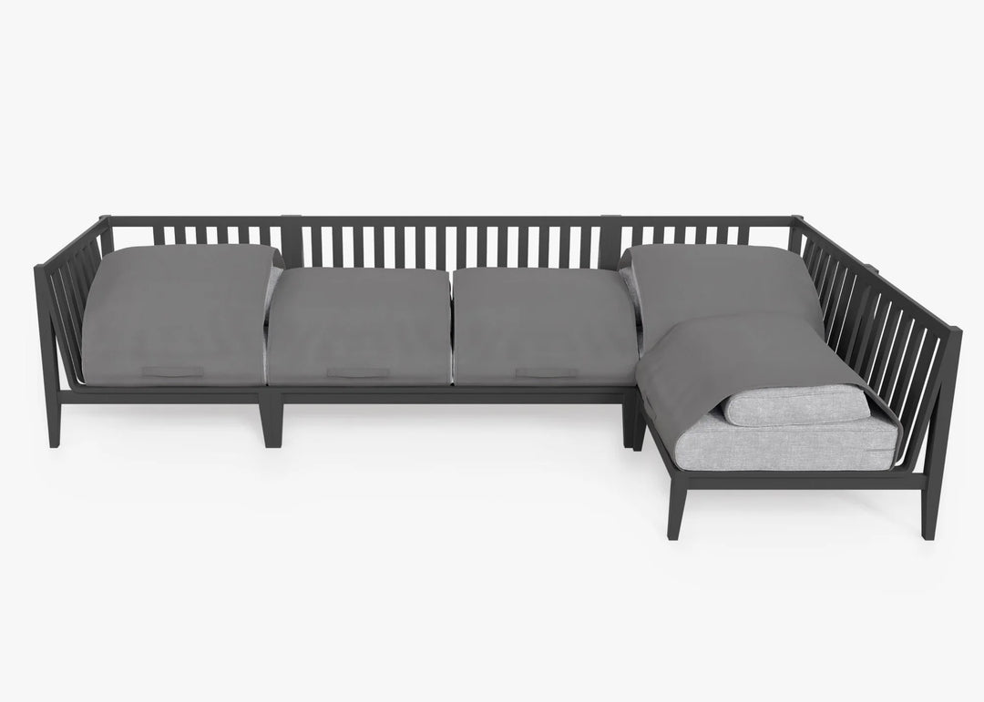 Outer Charcoal Aluminum Outdoor 5-Seat L-Sectional