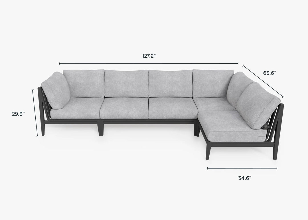Outer Charcoal Aluminum Outdoor 5-Seat L-Sectional