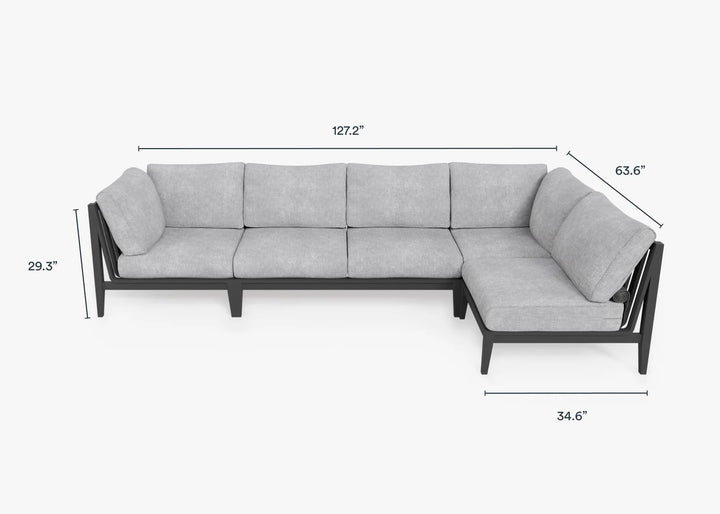 Outer Charcoal Aluminum Outdoor 5-Seat L-Sectional
