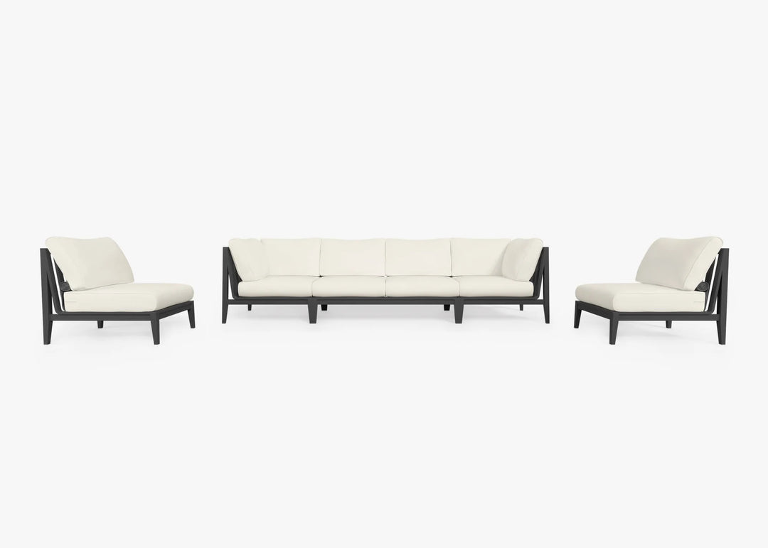 Outer Charcoal Aluminum Outdoor Sofa with Armless Chairs - 6 Seat