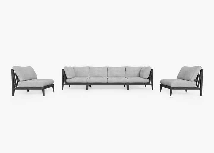 Outer Charcoal Aluminum Outdoor Sofa with Armless Chairs - 6 Seat