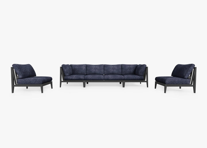 Outer Charcoal Aluminum Outdoor Sofa with Armless Chairs - 6 Seat