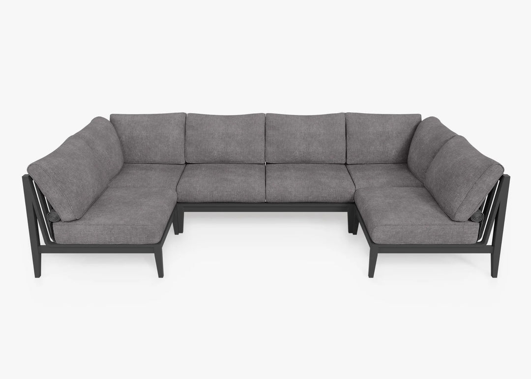 Outer Charcoal Aluminum Outdoor 6-Seat U-Sectional