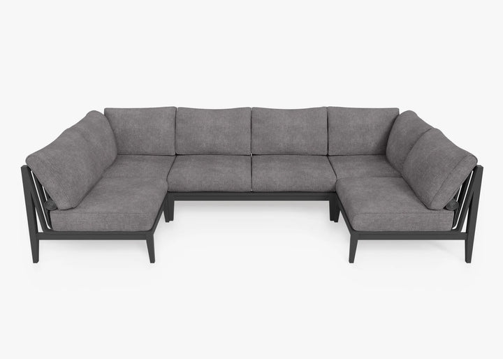 Outer Charcoal Aluminum Outdoor 6-Seat U-Sectional