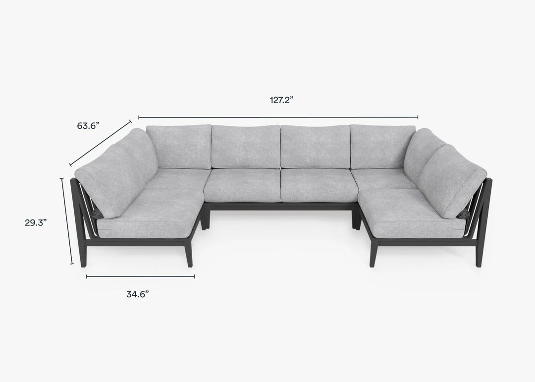 Outer Charcoal Aluminum Outdoor 6-Seat U-Sectional