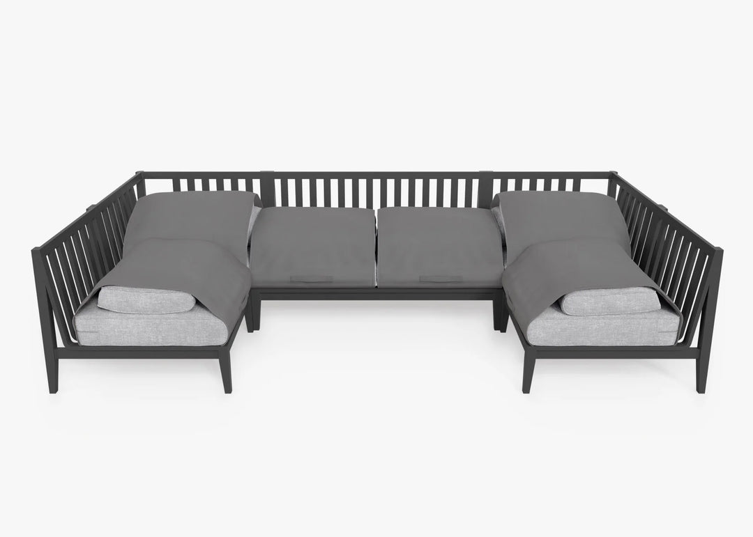Outer Charcoal Aluminum Outdoor 6-Seat U-Sectional