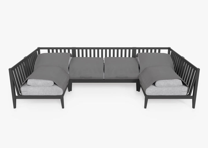 Outer Charcoal Aluminum Outdoor 6-Seat U-Sectional