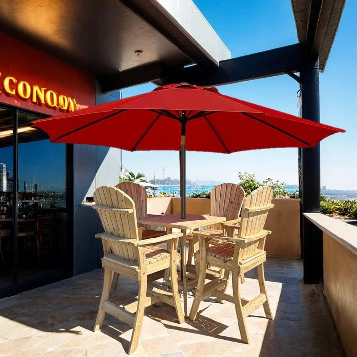 All Things Cedar Woodland Bar Height Bistro Set for 4 with 30" Pedestal Table