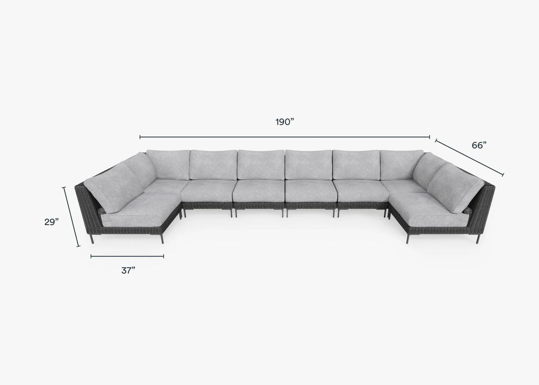 Outer Black Wicker Outdoor 8-Seat U-Sectional