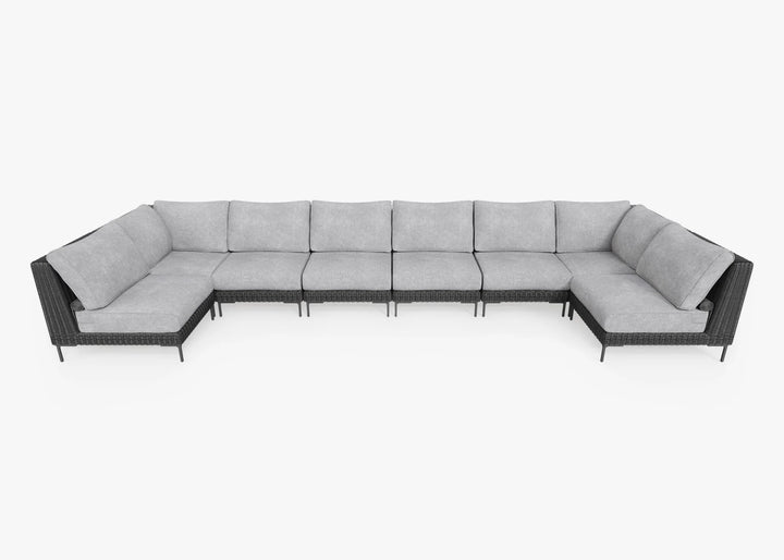 Outer Black Wicker Outdoor 8-Seat U-Sectional