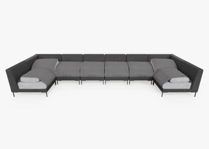 Outer Black Wicker Outdoor 8-Seat U-Sectional