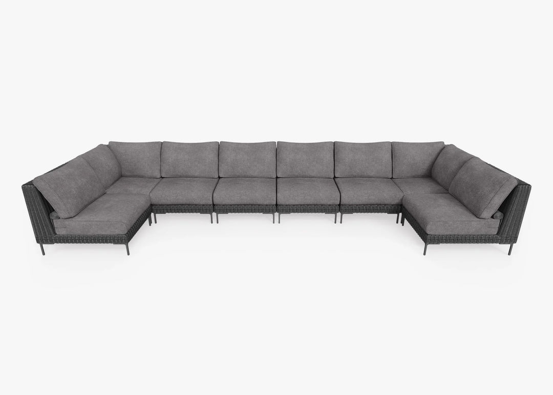 Outer Black Wicker Outdoor 8-Seat U-Sectional