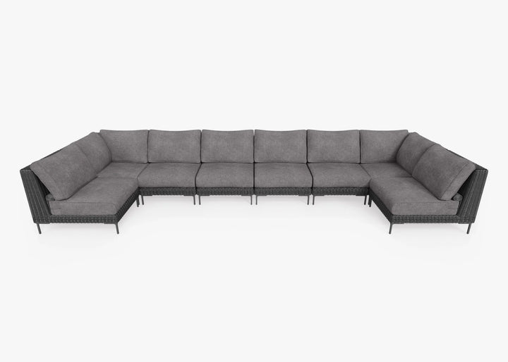 Outer Black Wicker Outdoor 8-Seat U-Sectional