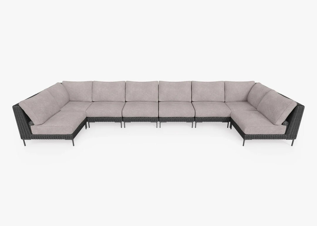 Outer Black Wicker Outdoor 8-Seat U-Sectional