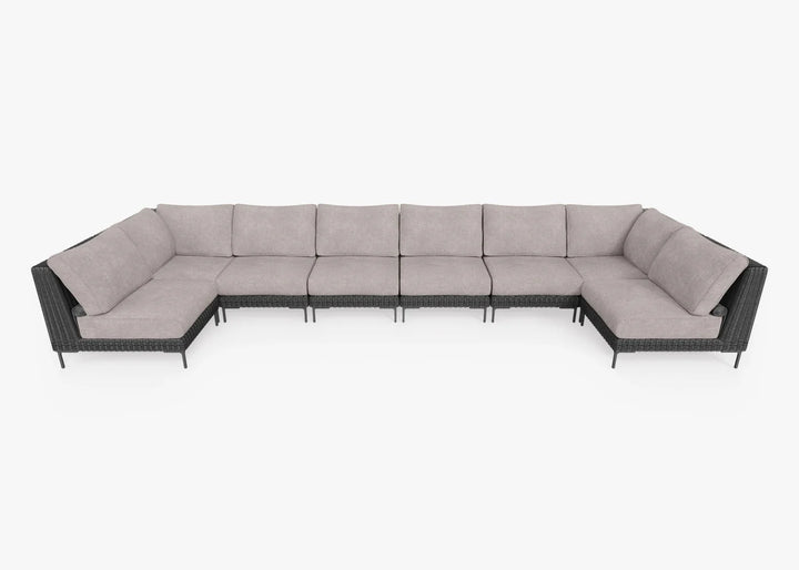 Outer Black Wicker Outdoor 8-Seat U-Sectional