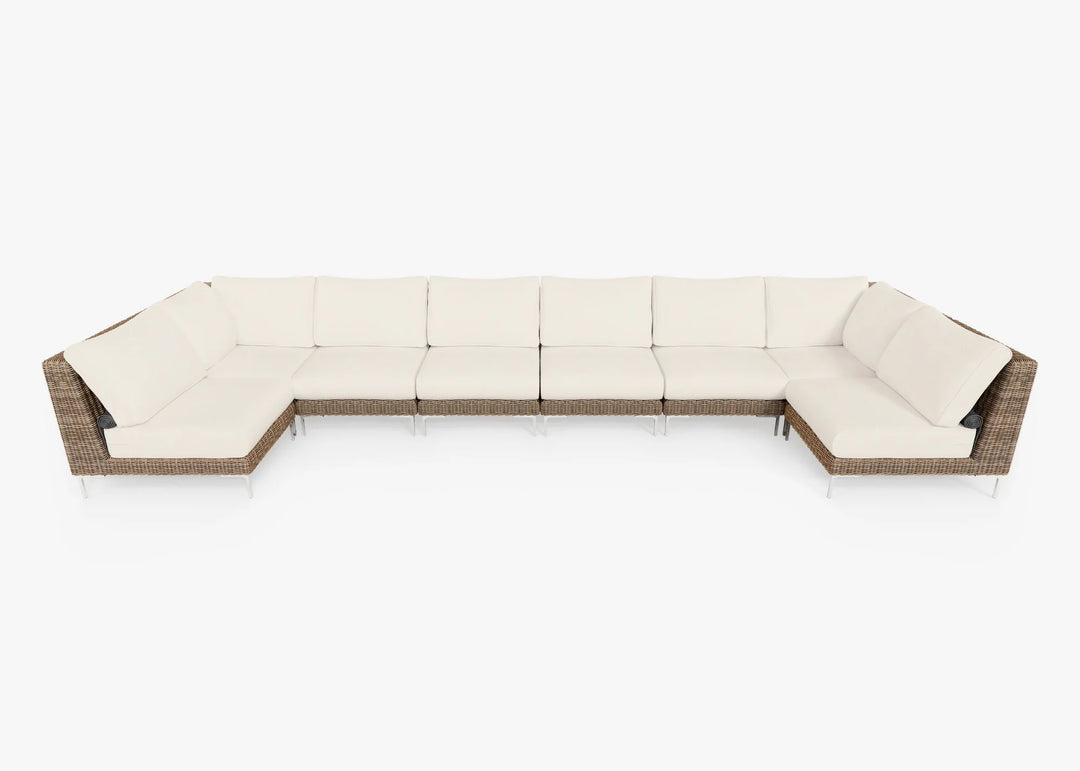 Outer Brown Wicker Outdoor 8-Seat U-Sectional