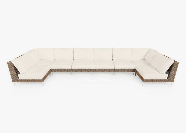 Outer Brown Wicker Outdoor 8-Seat U-Sectional