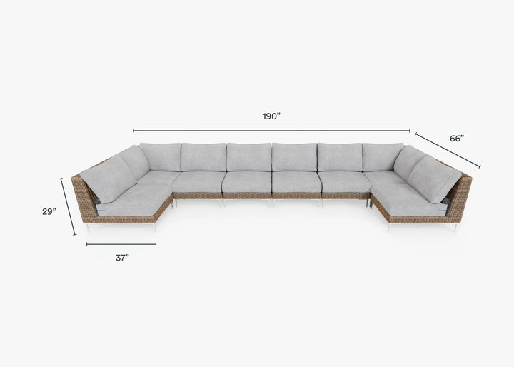 Outer Brown Wicker Outdoor 8-Seat U-Sectional