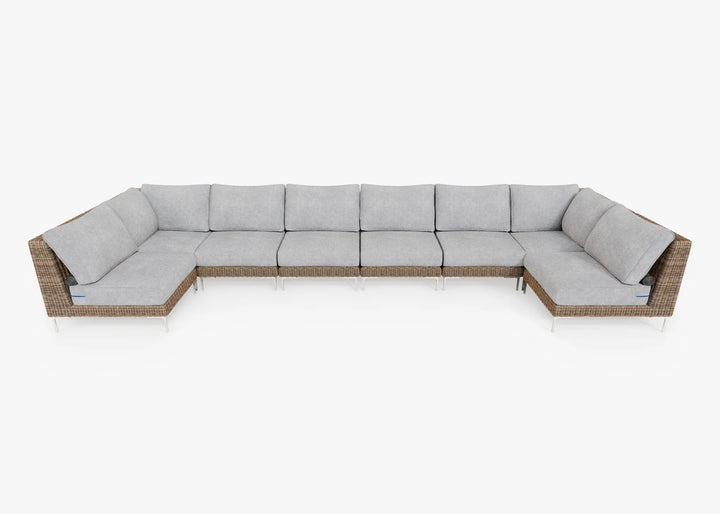 Outer Brown Wicker Outdoor 8-Seat U-Sectional