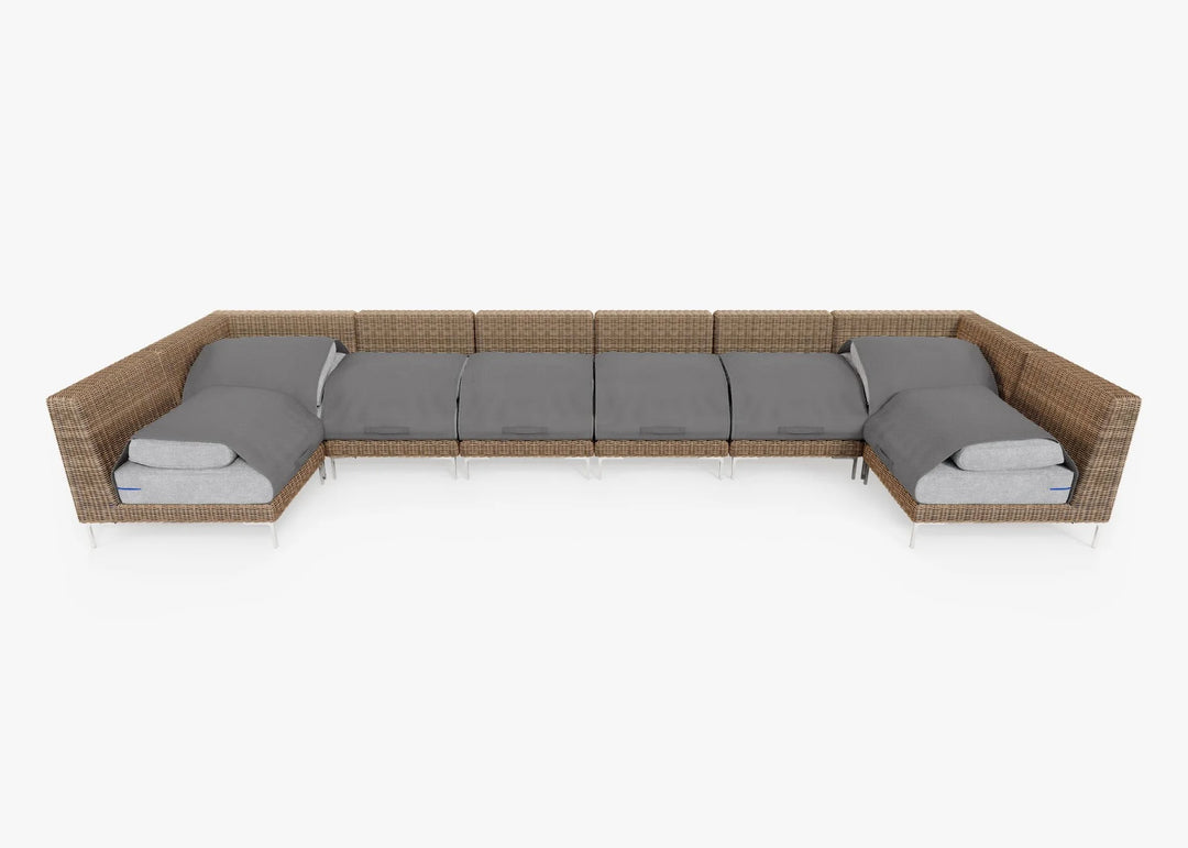 Outer Brown Wicker Outdoor 8-Seat U-Sectional