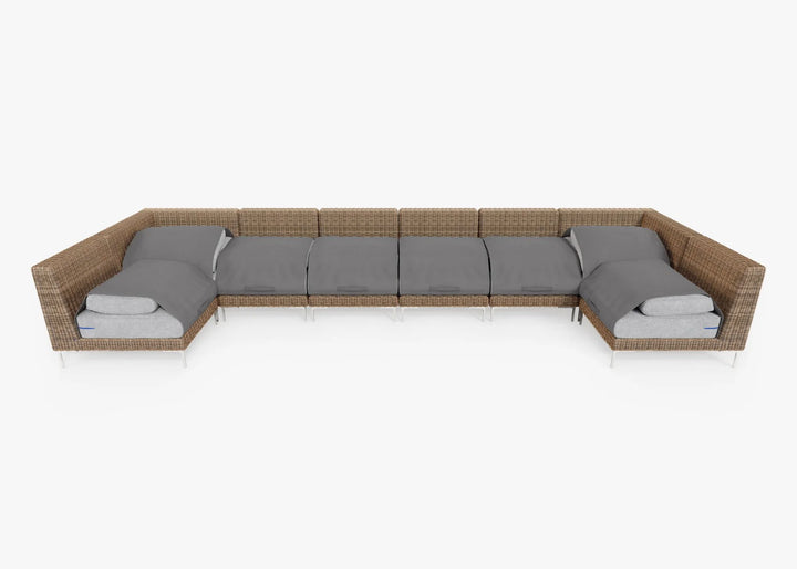 Outer Brown Wicker Outdoor 8-Seat U-Sectional