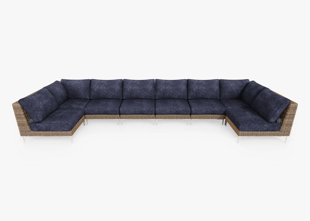 Outer Brown Wicker Outdoor 8-Seat U-Sectional