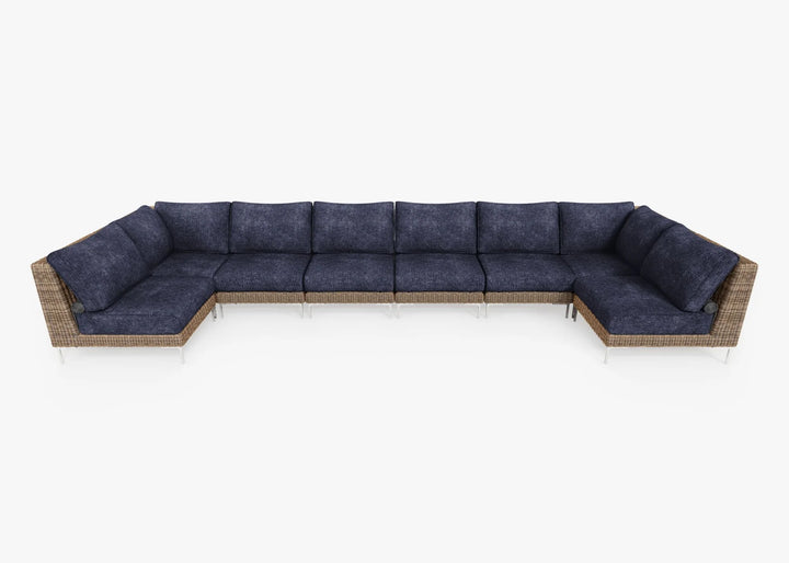 Outer Brown Wicker Outdoor 8-Seat U-Sectional