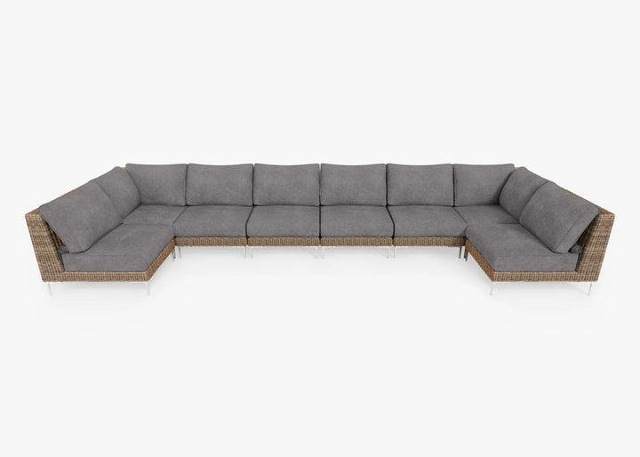 Outer Brown Wicker Outdoor 8-Seat U-Sectional