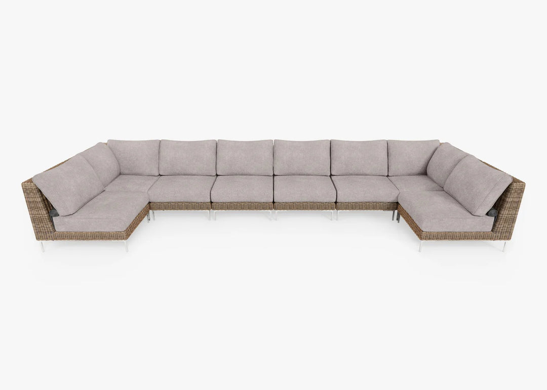 Outer Brown Wicker Outdoor 8-Seat U-Sectional