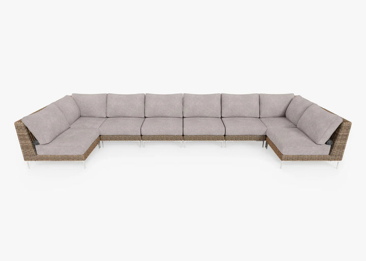 Outer Brown Wicker Outdoor 8-Seat U-Sectional