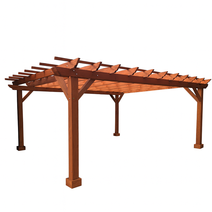 Outdoor Super Deck Attached Redwood Pergola
