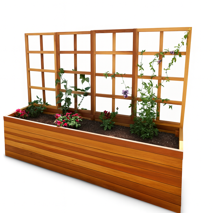 San Laura's Redwood Planter Box with Trellis