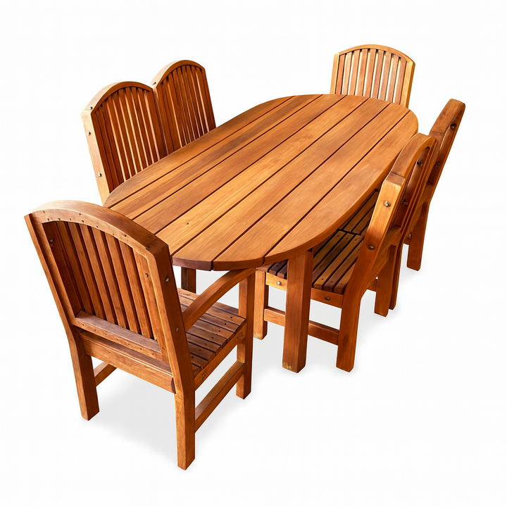 Farmhouse Oval Redwood Dining Table