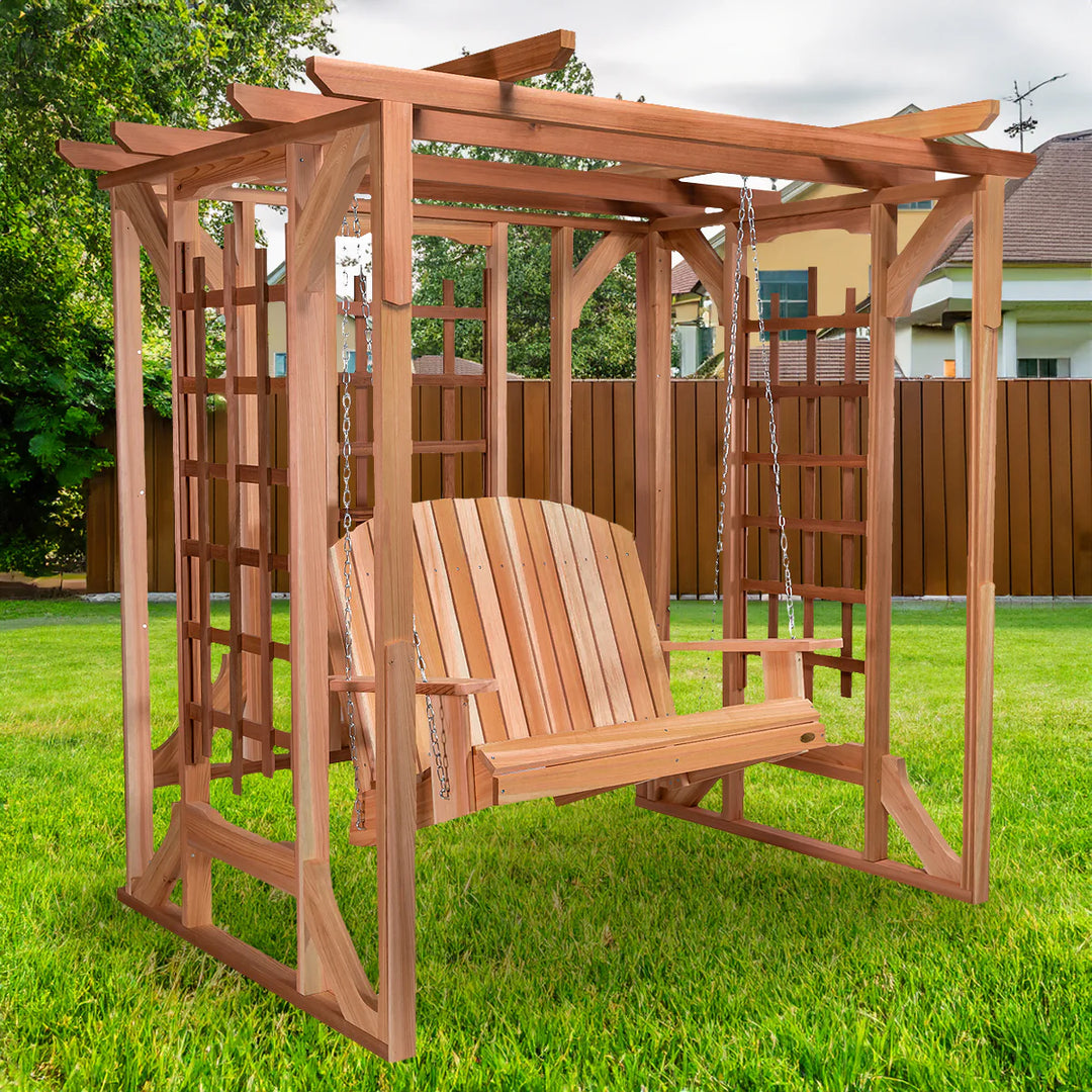 All Things Cedar Cedar Pergola with Swing