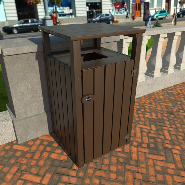 Sequoia Commercial Poly Lumber Trash Can with Hood