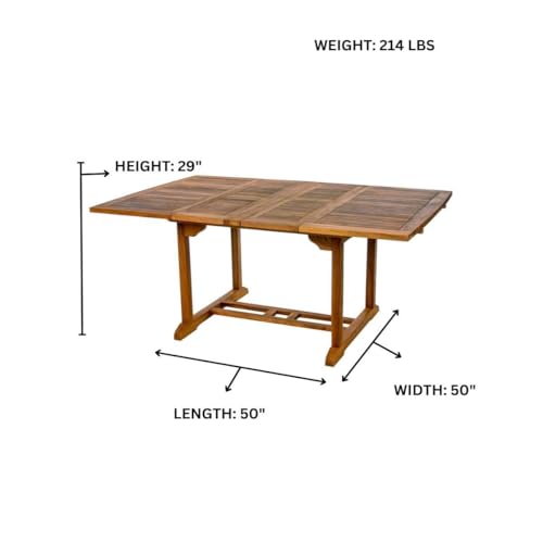 All Things Cedar 9-Piece Teak Butterfly Extension Table & Folding Chair Set – White Cushions