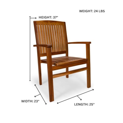 All Things Cedar 5-Piece Teak Oval Extension Table & Dining Chair Set – White Cushions