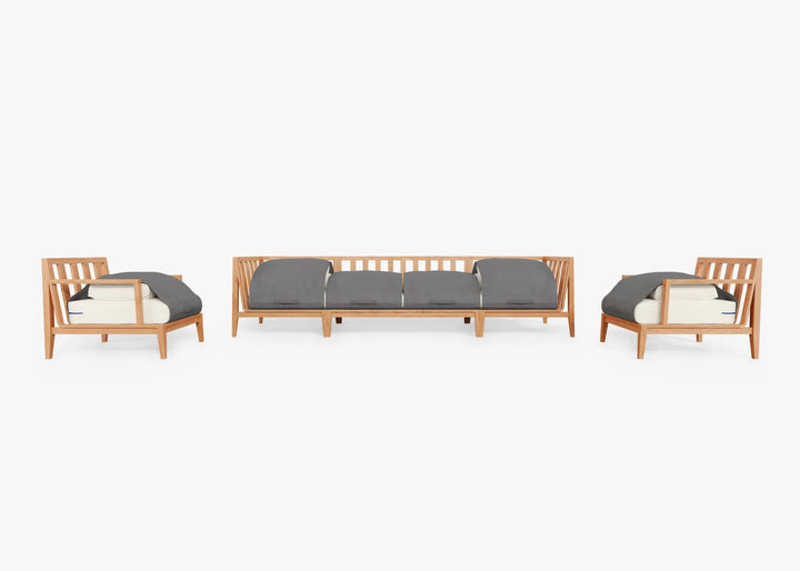 Outer Teak Outdoor Sofa with Armchairs - 6 Seat