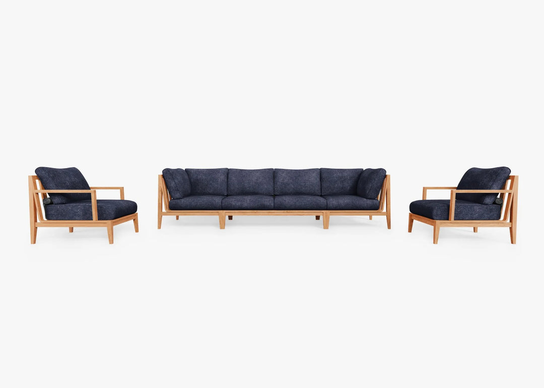 Outer Teak Outdoor Sofa with Armchairs - 6 Seat