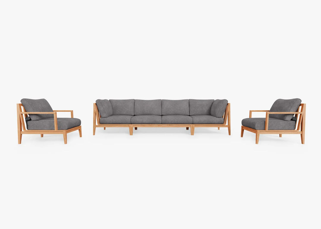 Outer Teak Outdoor Sofa with Armchairs - 6 Seat