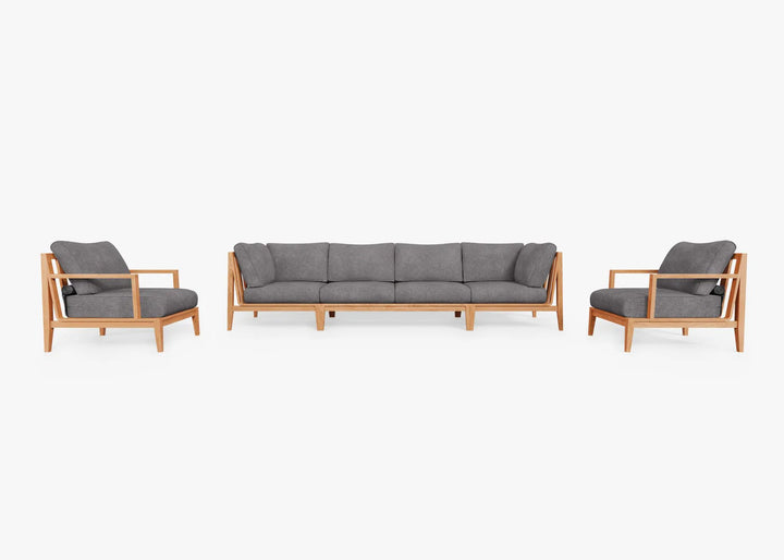 Outer Teak Outdoor Sofa with Armchairs - 6 Seat