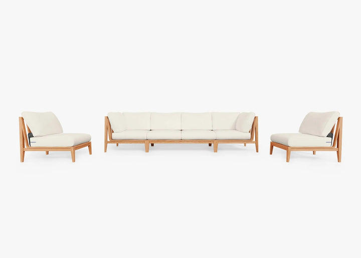 Outer Teak Outdoor Sofa with Armless Chairs - 6 Seat