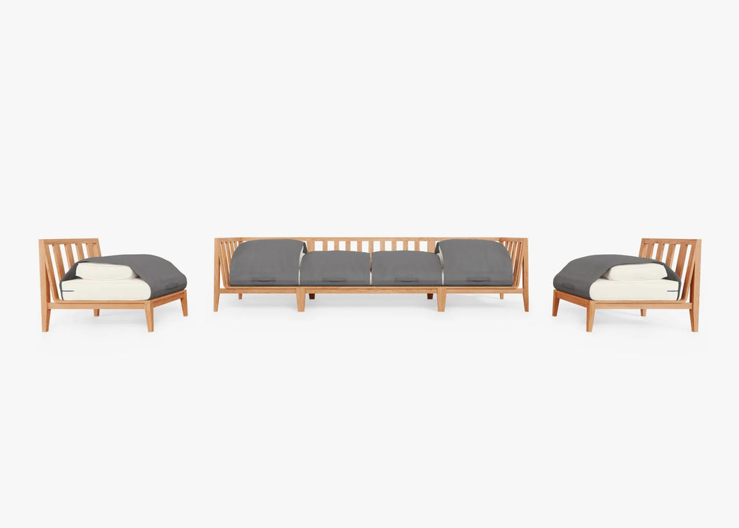Outer Teak Outdoor Sofa with Armless Chairs - 6 Seat